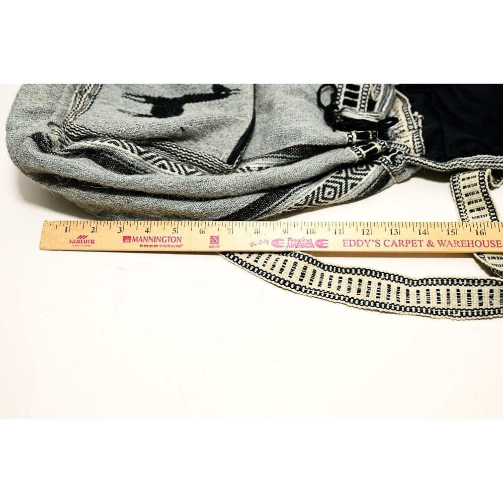 Peruvian‎ Woven Backpack Native Inca Llama Light Gray Drawstring boho - Picture 5 of 5